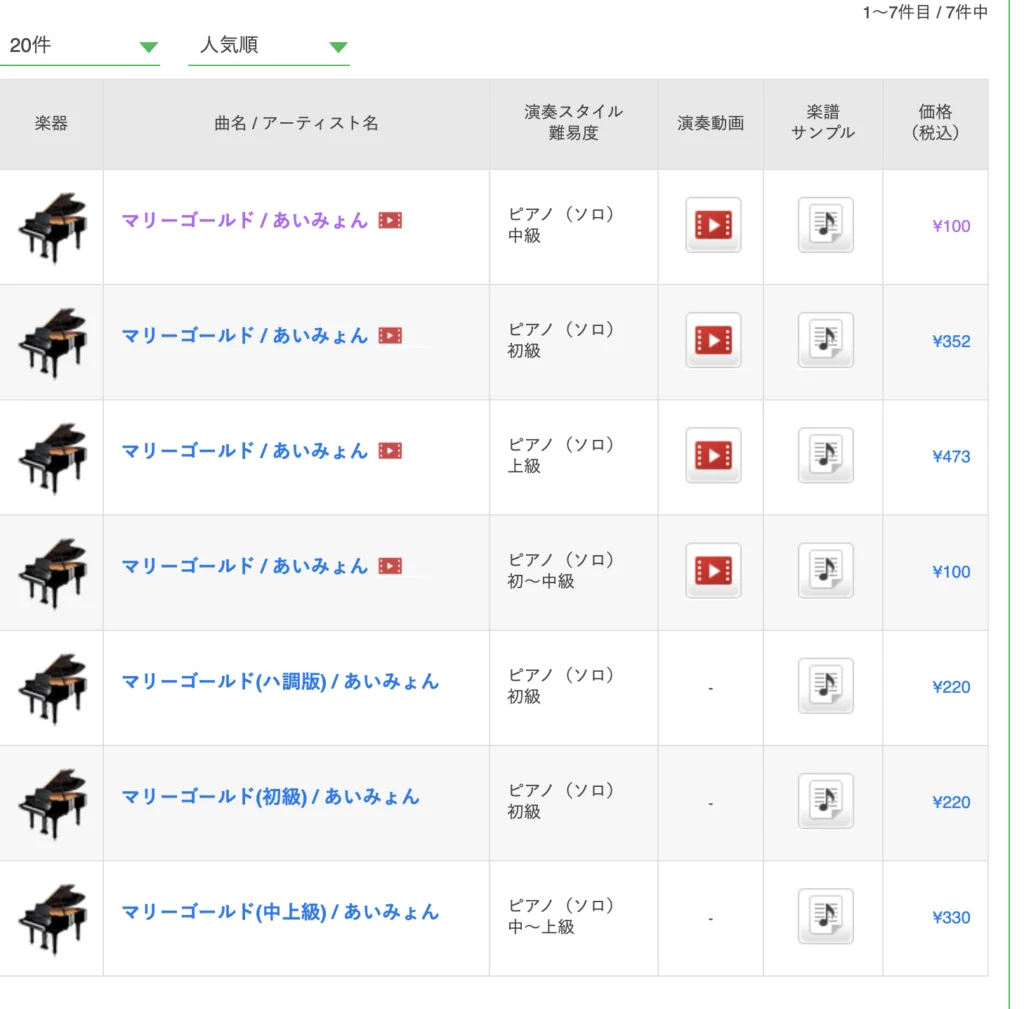 あいみょんマリーゴールドの楽譜無料ダウンロードに関する参考画像